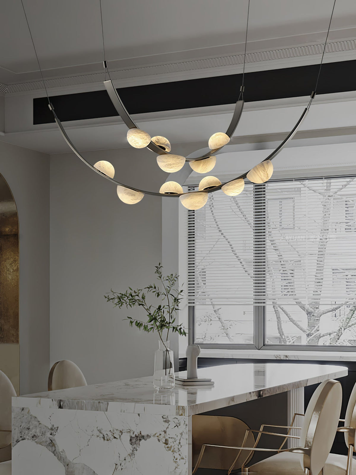 Dew Drops Alabaster Chandelier - L 188cm x H 120cm / L 74″ x H 47.2″Black & WhiteWarm Lightgayusan