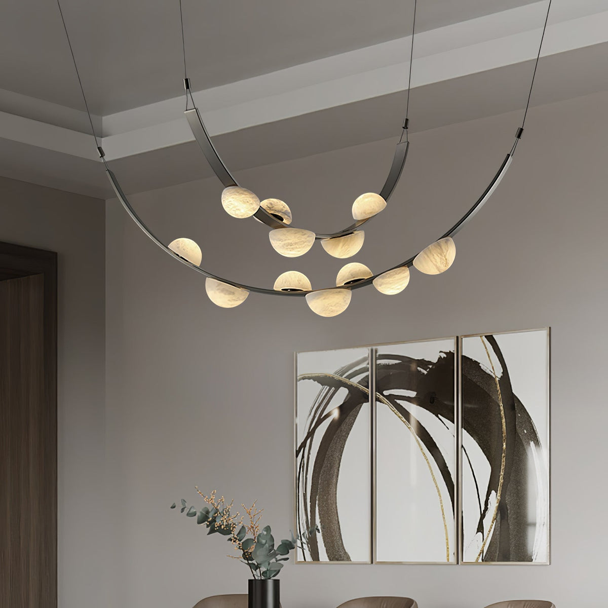 Dew Drops Alabaster Chandelier - L 188cm x H 120cm / L 74″ x H 47.2″Black & WhiteWarm Lightgayusan