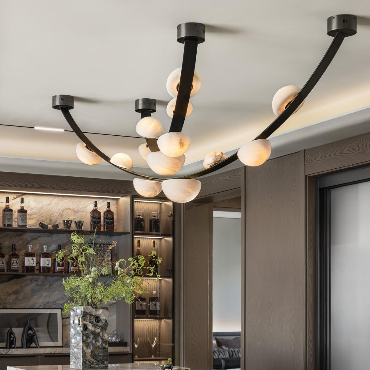 Dew Drops Alabaster Chandelier - L 188cm x H 120cm / L 74″ x H 47.2″Black & WhiteWarm Lightgayusan