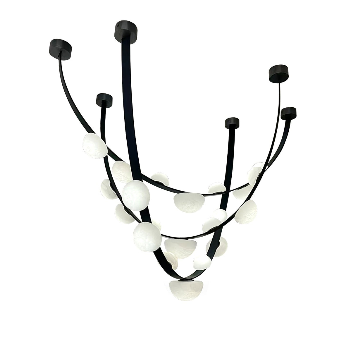 Dew Drops Alabaster Chandelier - L 180cm x H 60cm / L 70.9″ x H 23.6″Black & WhiteWarm Lightgayusan