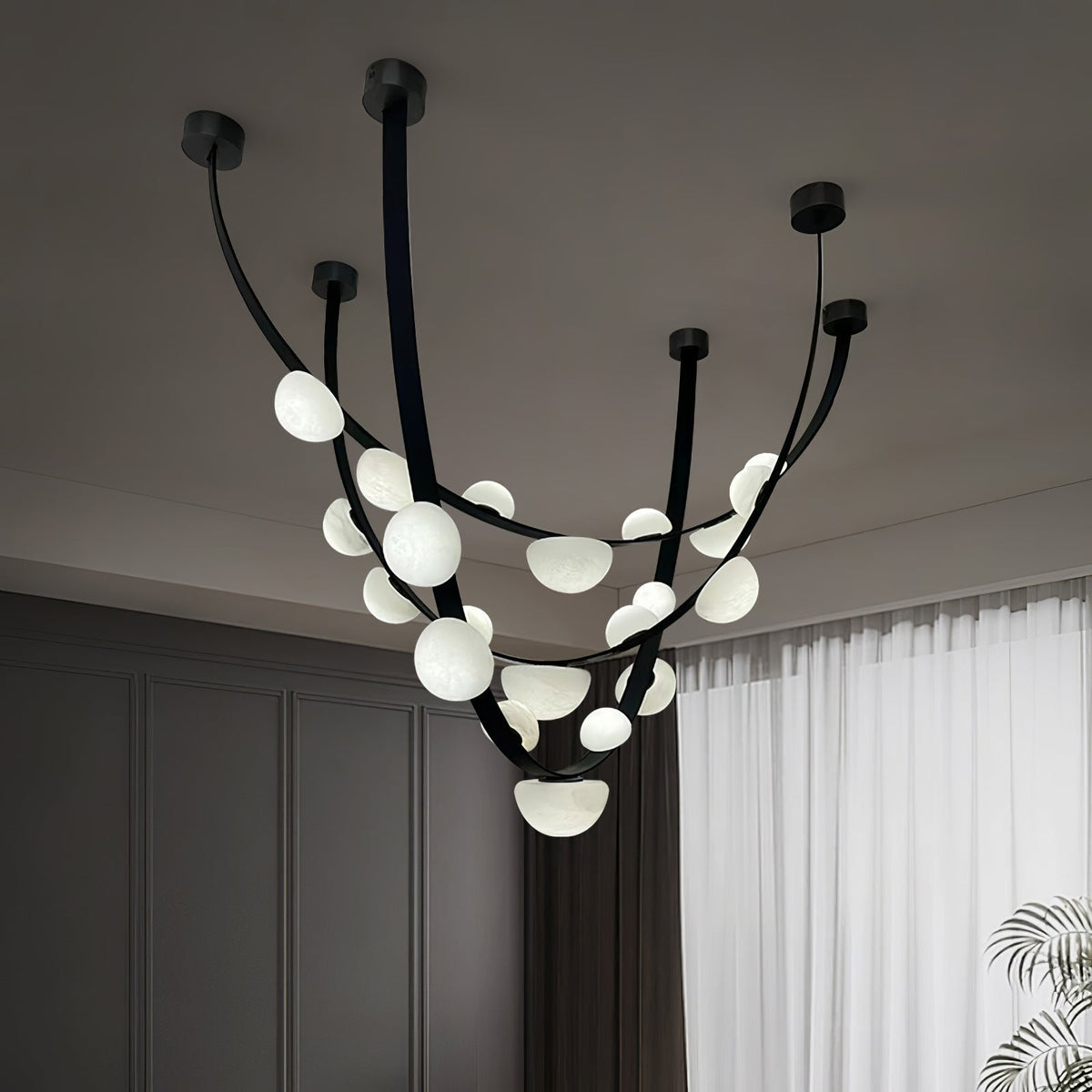 Dew Drops Alabaster Chandelier - L 188cm x H 120cm / L 74″ x H 47.2″Black & WhiteWarm Lightgayusan