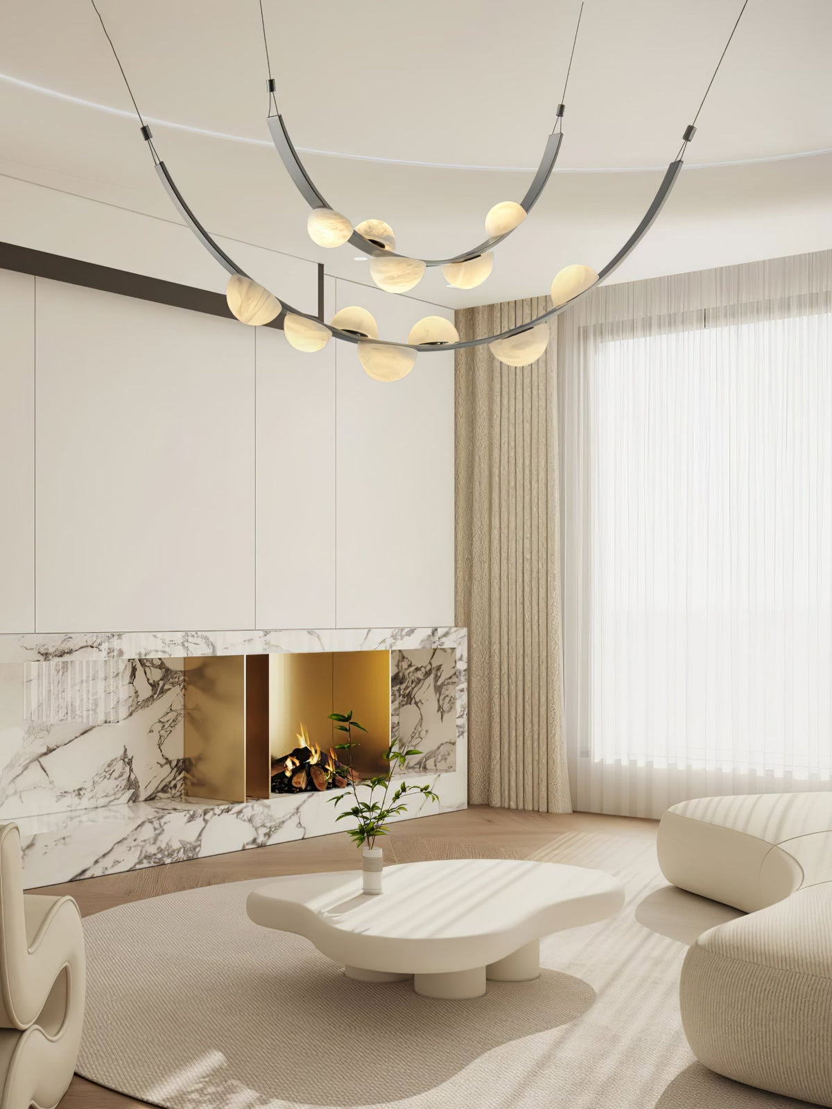 Dew Drops Alabaster Chandelier - L 188cm x H 120cm / L 74″ x H 47.2″Black & WhiteWarm Lightgayusan