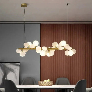 Eli Glass Globes Linear Chandelier For Dining Room - 8 LightsGrayCool white 6000Kgayusan
