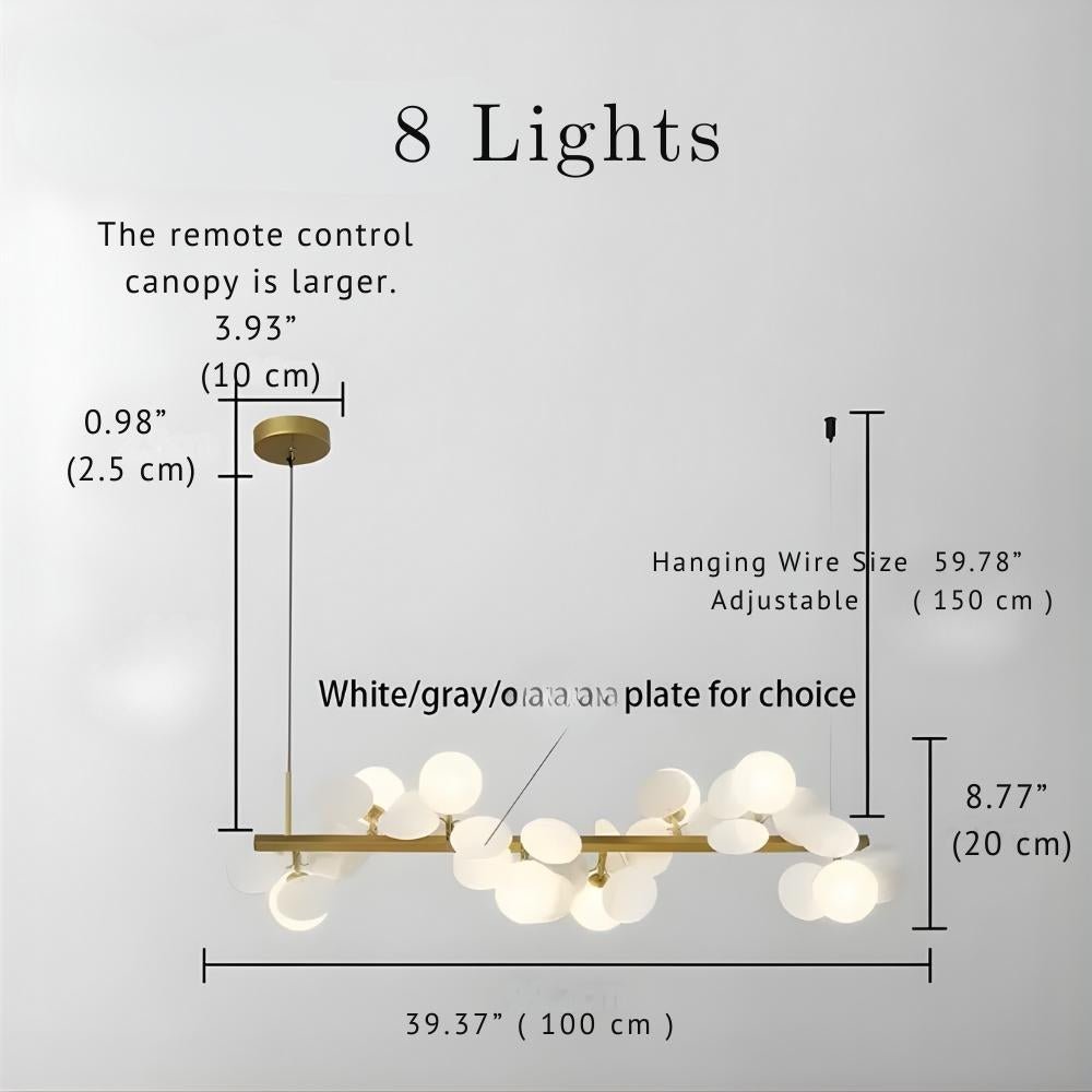 Eli Glass Globes Linear Chandelier For Dining Room - 12 LightsGrayCool white 6000Kgayusan