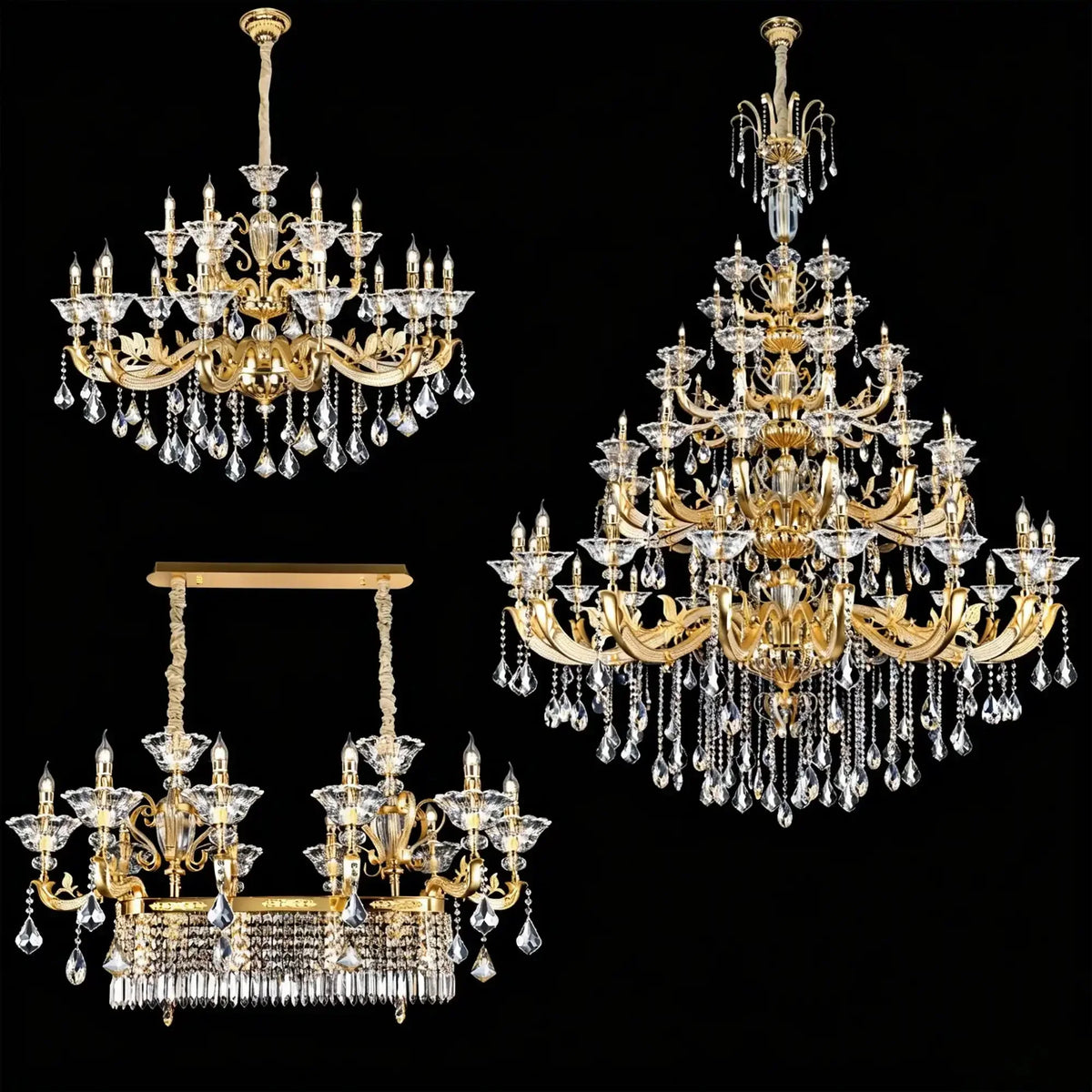 Eternal Baroque Revival Chandelier Series with Diamond - Inspired Crystal - Studded Light Arms - 6 Lights/D28.35"*H24.80"(D72cm*H63cm)Warm Lightgayusan