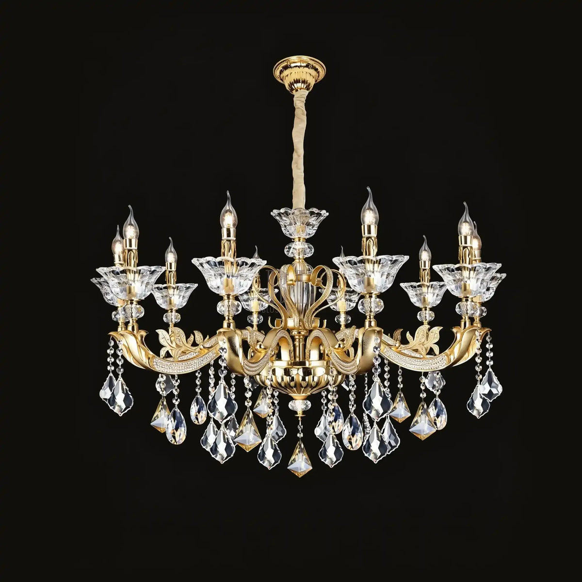 Eternal Baroque Revival Chandelier Series with Diamond - Inspired Crystal - Studded Light Arms - 10 Lights/D42.52"*H28.35"(D108cm*H72cm)Warm Lightgayusan