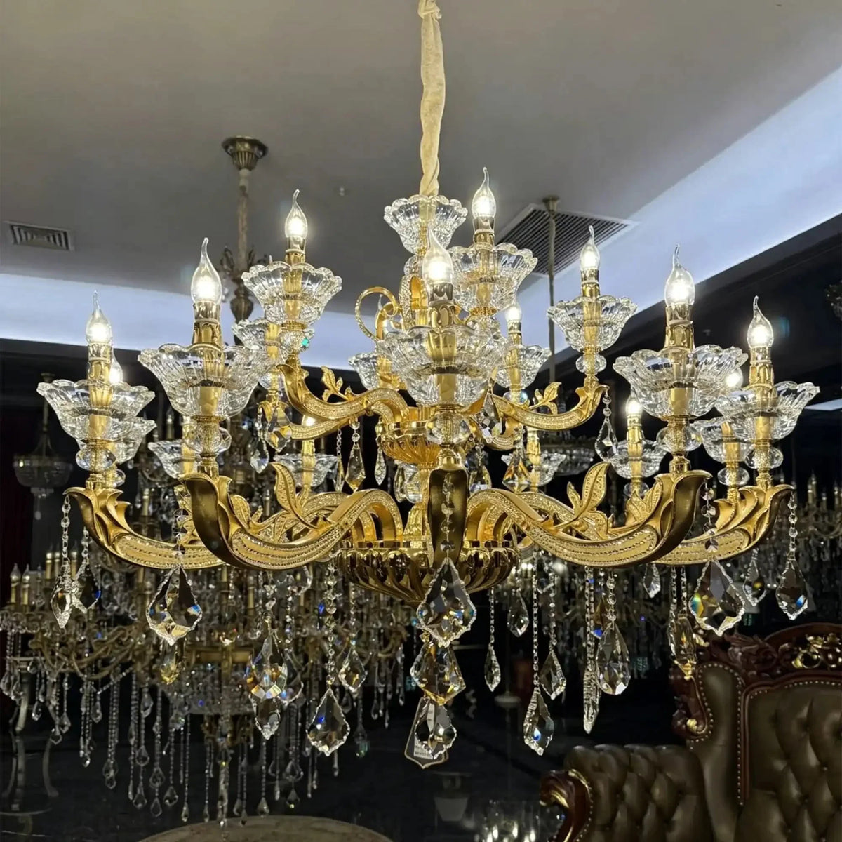 Eternal Baroque Revival Chandelier Series with Diamond - Inspired Crystal - Studded Light Arms - 48 Lights/D77.17"*H109.45"(D196cm*H278cm)Warm Lightgayusan