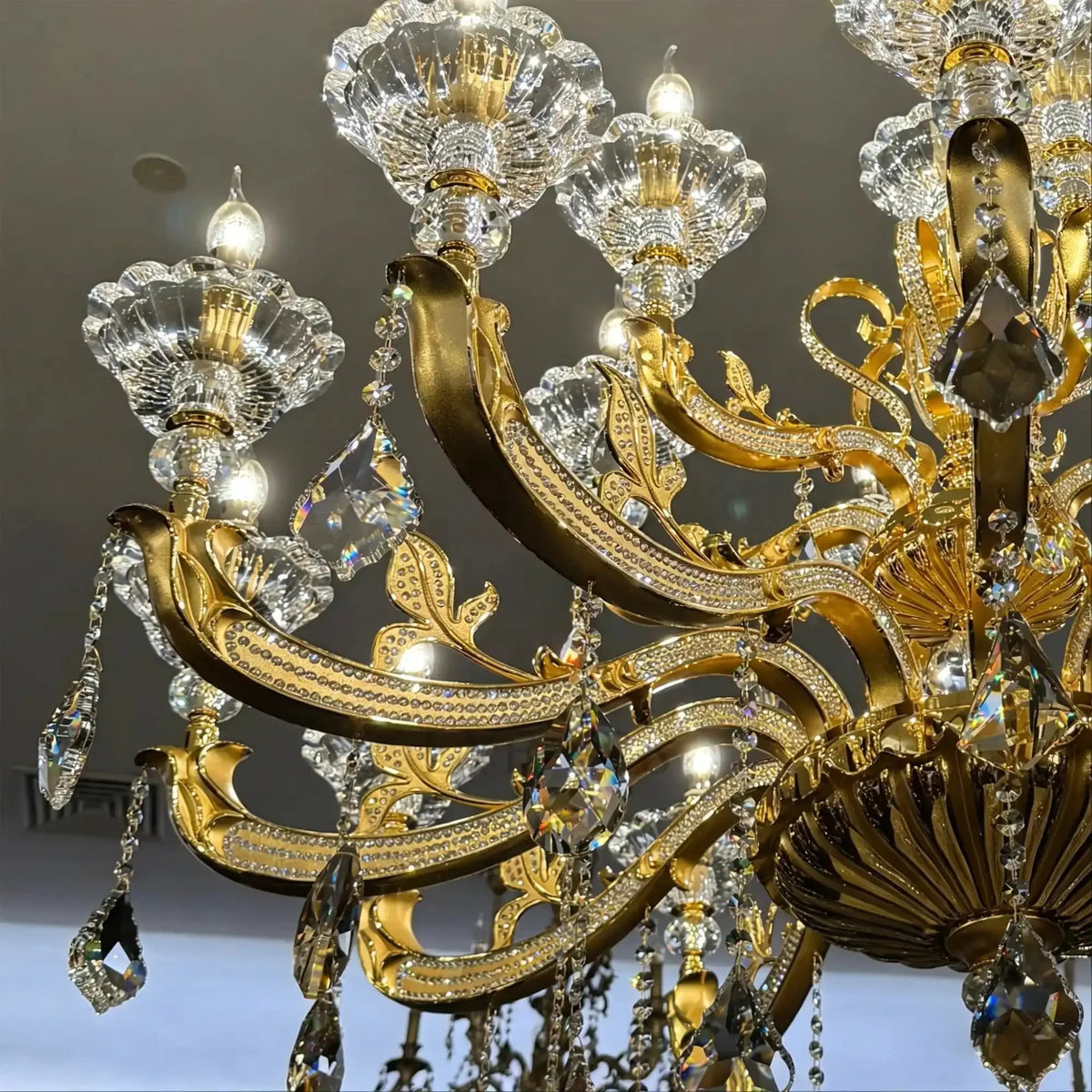 Eternal Baroque Revival Chandelier Series with Diamond - Inspired Crystal - Studded Light Arms - 48 Lights/D77.17"*H109.45"(D196cm*H278cm)Warm Lightgayusan