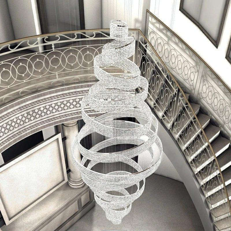 Long Crystal Tassel Rings Chandelier Extra Large Living Room Staircase High Ceiling Lighting Fixture - 11 Rings/ D47.2"*H118.1"Warm Lightgayusan