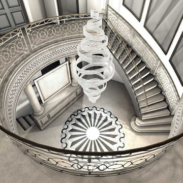 Long Crystal Tassel Rings Chandelier Extra Large Living Room Staircase High Ceiling Lighting Fixture - 11 Rings/ D47.2"*H118.1"Warm Lightgayusan