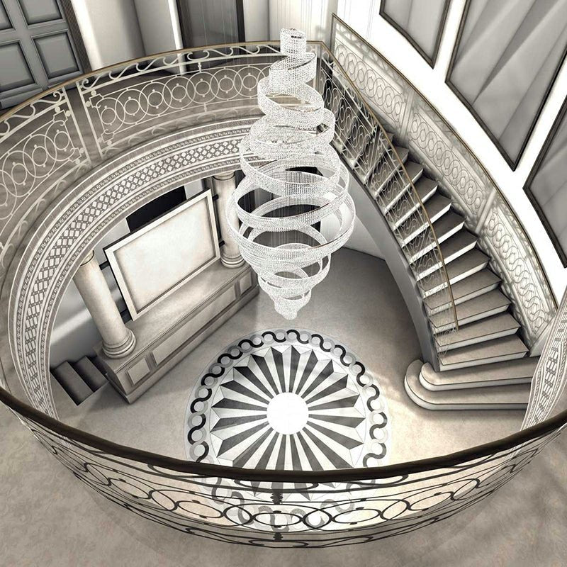 Long Crystal Tassel Rings Chandelier Extra Large Living Room Staircase High Ceiling Lighting Fixture - 11 Rings/ D47.2"*H118.1"Warm Lightgayusan