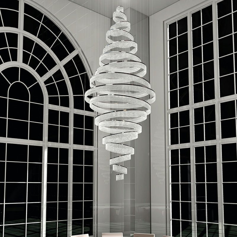 Long Crystal Tassel Rings Chandelier Extra Large Living Room Staircase High Ceiling Lighting Fixture - 11 Rings/ D47.2"*H118.1"Warm Lightgayusan