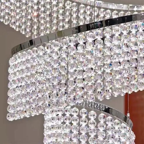 Long Crystal Tassel Rings Chandelier Extra Large Living Room Staircase High Ceiling Lighting Fixture - 11 Rings/ D47.2"*H118.1"Warm Lightgayusan