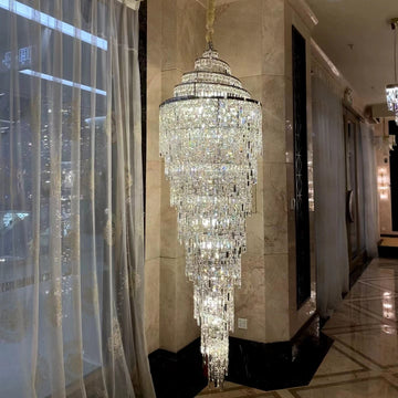 Luxury Spiral Crystal Chandelier For Foyer / Staircase - D23.6"*H82.6"Warm Lightgayusan