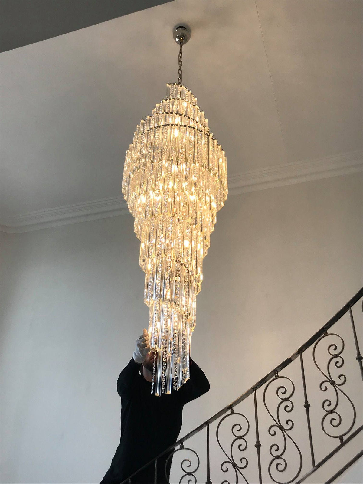 Luxury Spiral Crystal Chandelier for High - ceiling/Foyer/Staircase - D21.6"*H86.6"/60.4kgWarm Lightgayusan