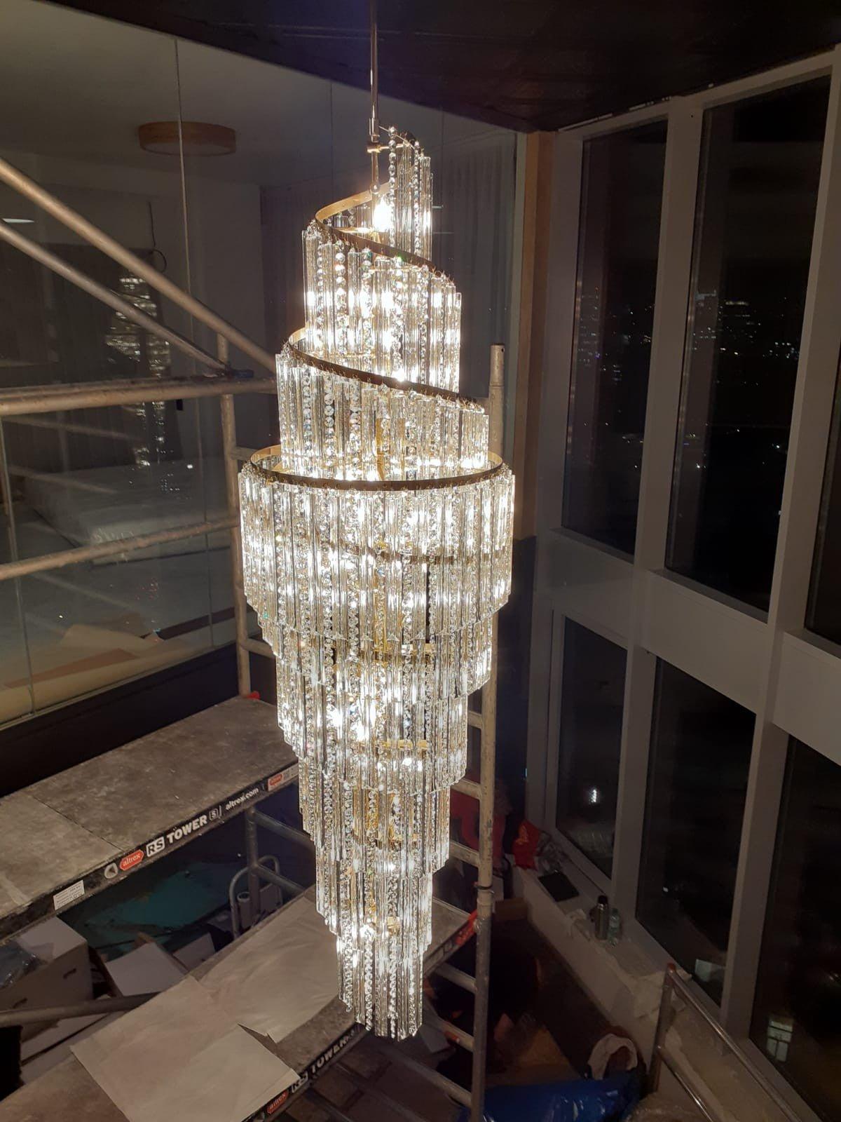 Luxury Spiral Crystal Chandelier for High - ceiling/Foyer/Staircase - D21.6"*H86.6"/60.4kgWarm Lightgayusan