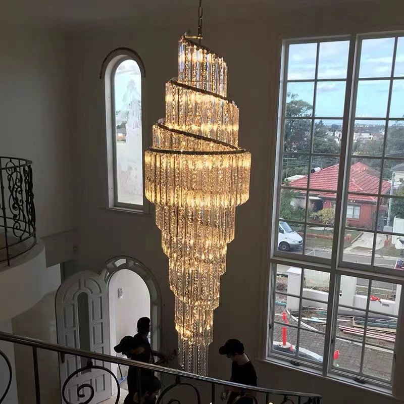 Luxury Spiral Crystal Chandelier for High - ceiling/Foyer/Staircase - D21.6"*H86.6"/60.4kgWarm Lightgayusan