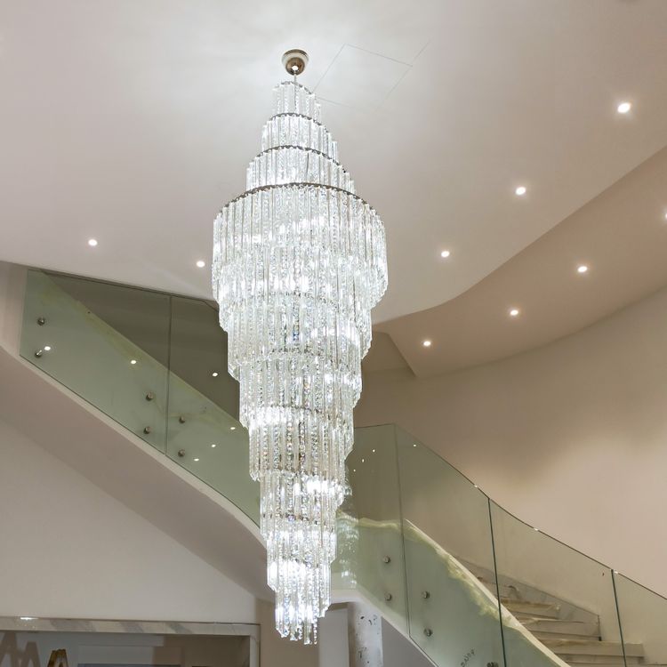 Luxury Spiral Crystal Chandelier for High - ceiling/Foyer/Staircase - D31.5"*H126"/110kgWhite Lightgayusan