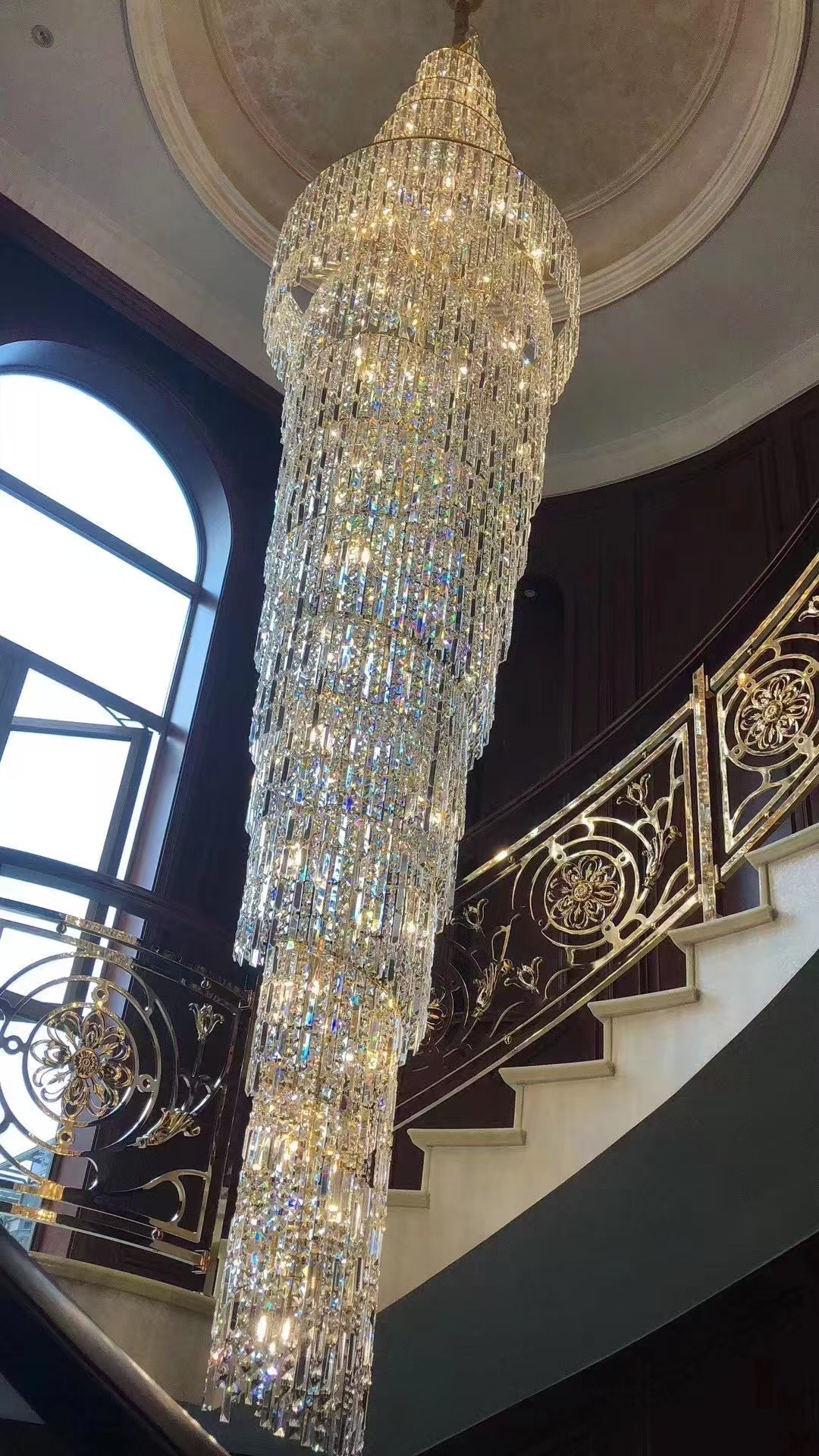 Luxury Spiral Crystal Chandelier for High - ceiling/Foyer/Staircase - D31.5"*H126"/110kgWarm Lightgayusan