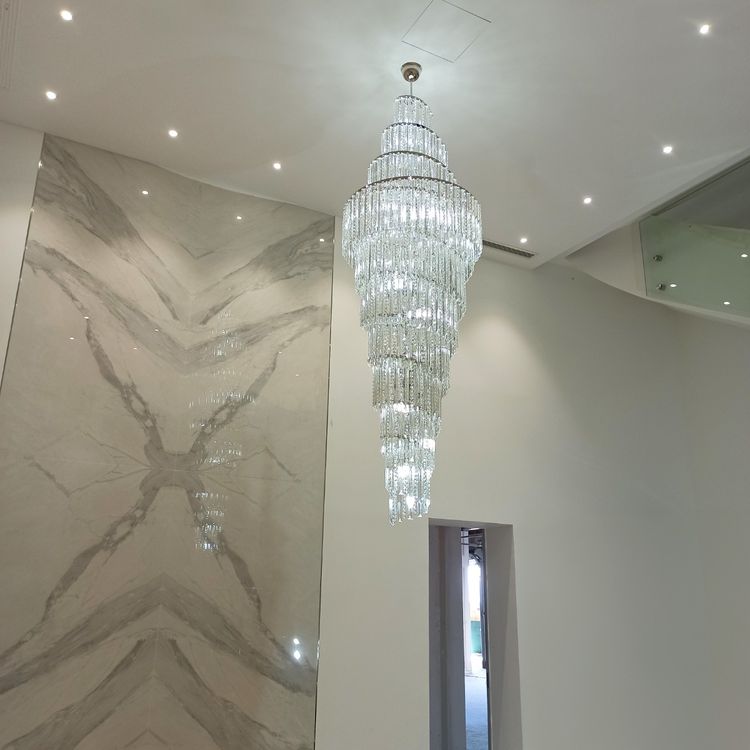 Luxury Spiral Crystal Chandelier for High - ceiling/Foyer/Staircase - D31.5"*H126"/110kgWhite Lightgayusan