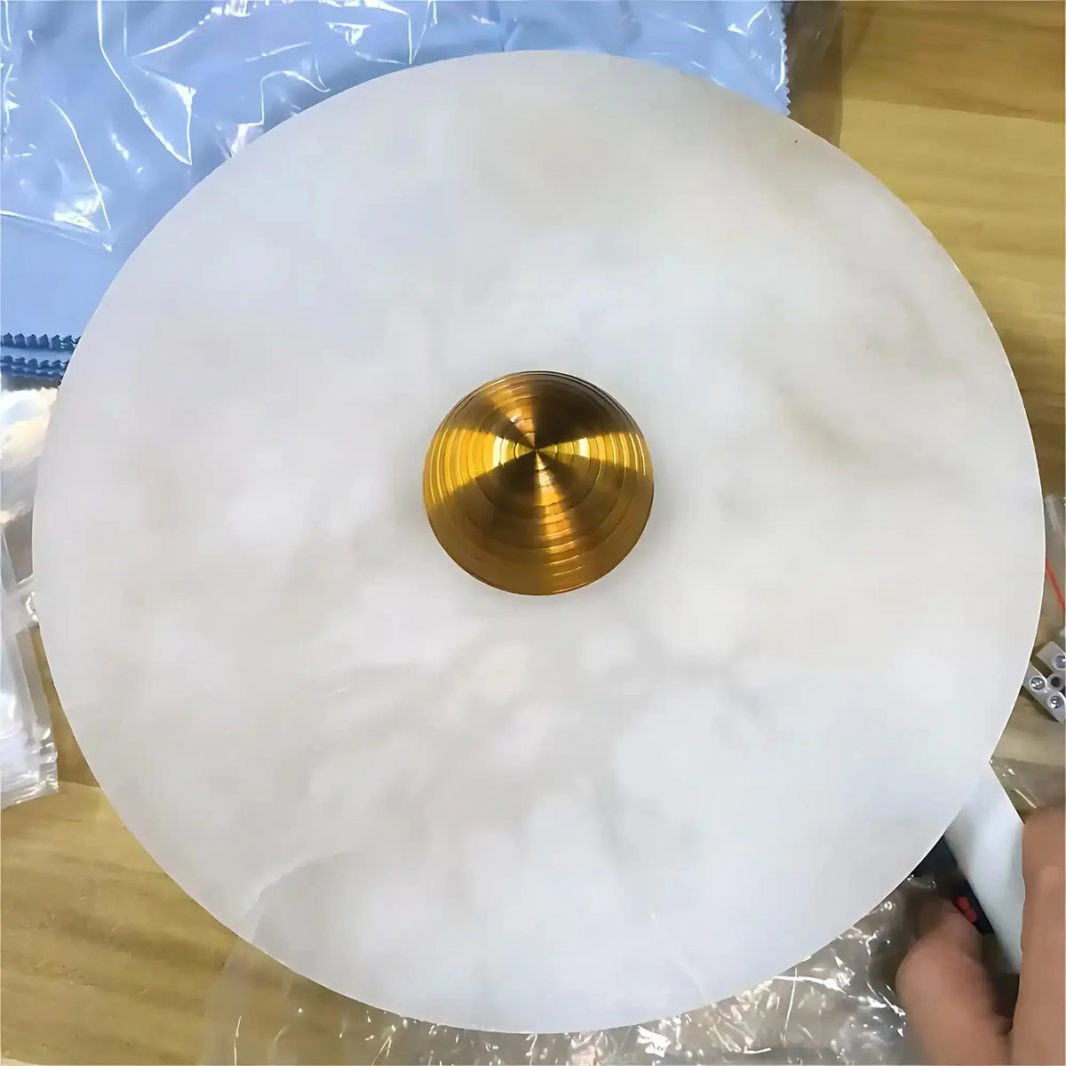Median Alabaster Flush mount Wall Sconce - Bronze11''Dgayusan