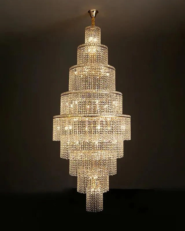 Merlin Tiered Crystal Foyer Chandelier