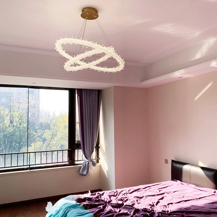 Modern 3 - Ring Halo Crystal Chandelier for Living Room/Bedroom - 1 Ring/D19.7"*H118.1"Warm Lightgayusan
