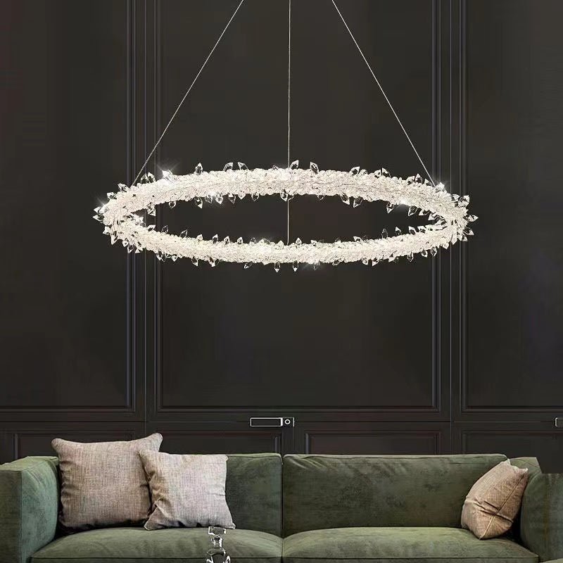 Modern 3 - Ring Halo Crystal Chandelier for Living Room/Bedroom - 1 Ring/D19.7"*H118.1"Warm Lightgayusan