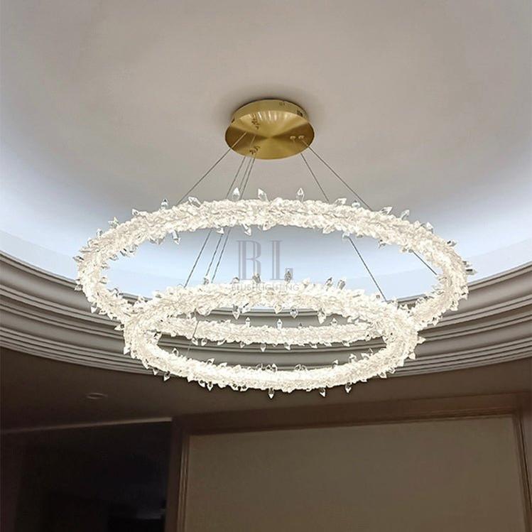 Modern 3 - Ring Halo Crystal Chandelier for Living Room/Bedroom - 1 Ring/D19.7"*H118.1"Warm Lightgayusan