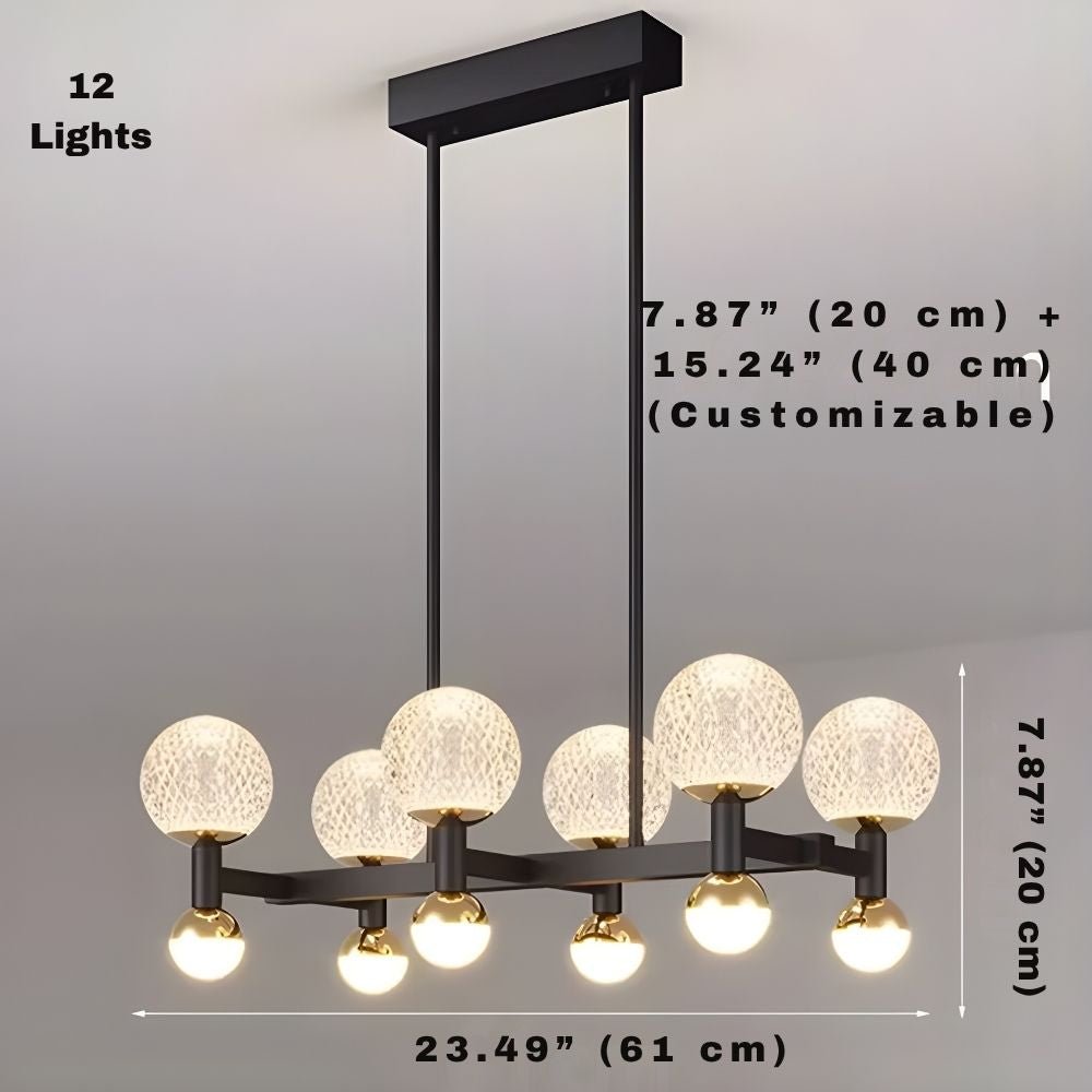 Modern Black Linear Dining Room Chandelier 12/16 Lights - 16 LightWarm White 3000Kgayusan