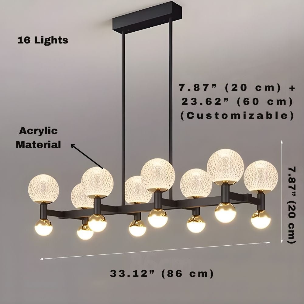 Modern Black Linear Dining Room Chandelier 12/16 Lights - 16 LightWarm White 3000Kgayusan