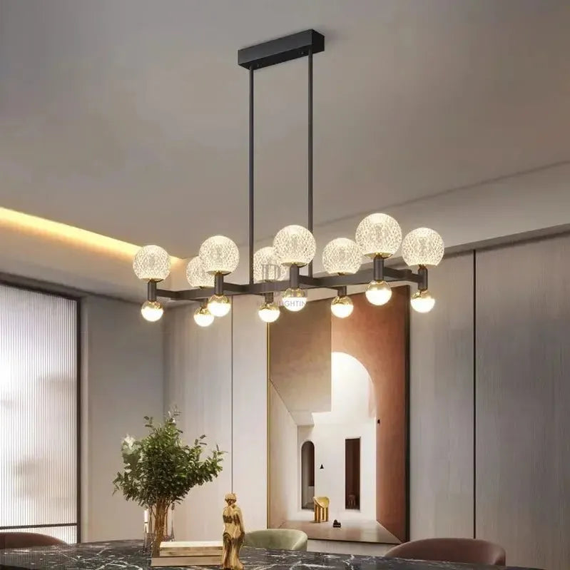 Modern Black Linear Dining Room Chandelier 12/16 Lights - 16 LightWarm White 3000Kgayusan
