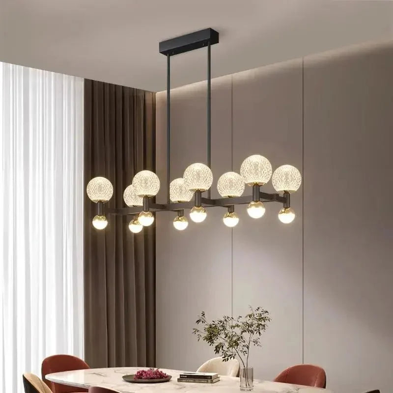 Modern Black Linear Dining Room Chandelier 12/16 Lights - 16 LightWarm White 3000Kgayusan