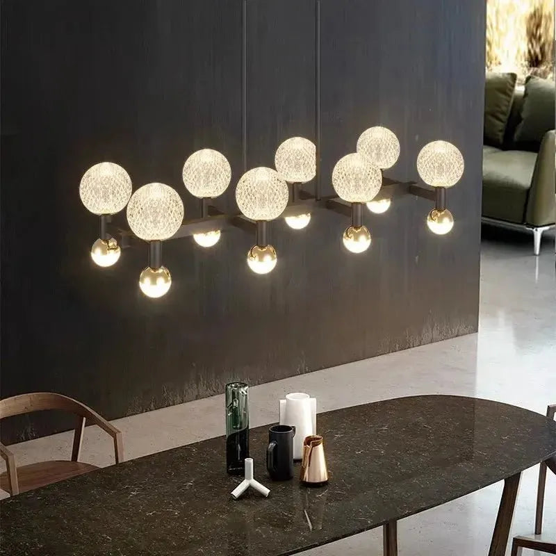 Modern Black Linear Dining Room Chandelier 12/16 Lights - 12 LightWarm White 3000Kgayusan