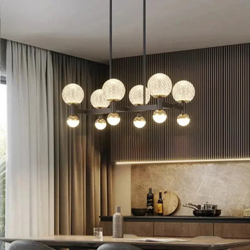 Modern Black Linear Dining Room Chandelier 12/16 Lights - 12 LightWarm White 3000Kgayusan