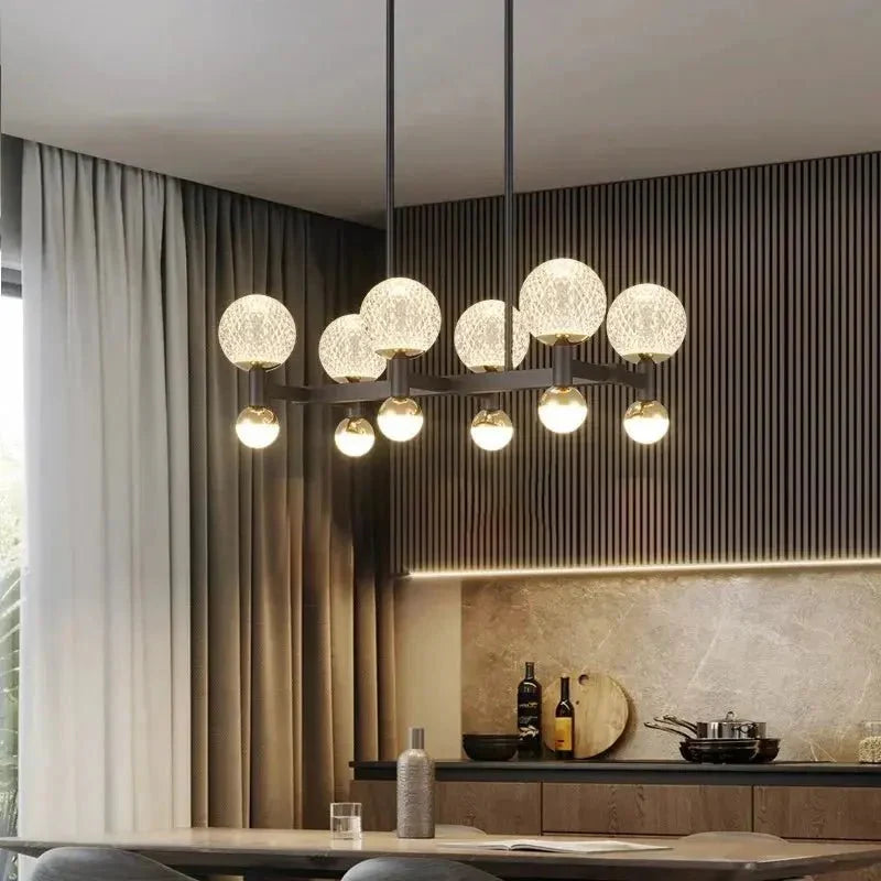 Modern Black Linear Dining Room Chandelier 12/16 Lights - 12 LightWarm White 3000Kgayusan