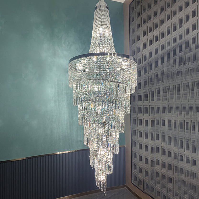 Modern Crystal Tassel Chandelier for Foyer/Staircase - D23.6"*H82.6"Warm Lightgayusan