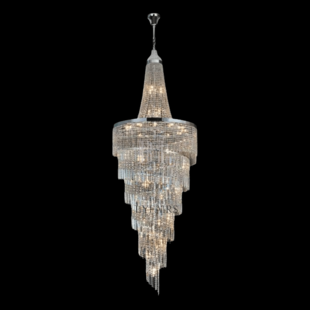 Modern Crystal Tassel Chandelier for Foyer/Staircase - D23.6"*H82.6"Warm Lightgayusan