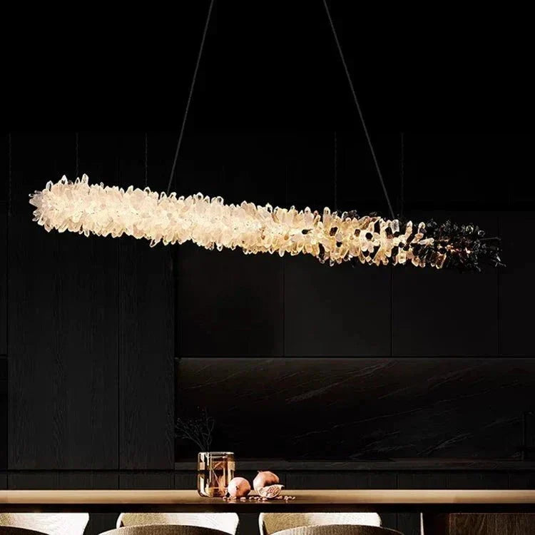 Modern Linear Natural Crystal Stick Chandelier - L39.4"*H6.3"Warm Lightgayusan