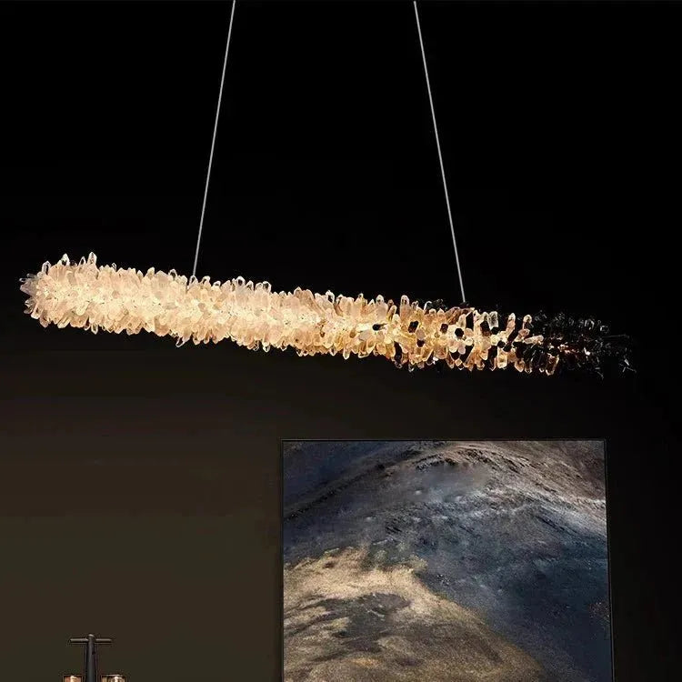 Modern Linear Natural Crystal Stick Chandelier - L59.1"*H6.3"Warm Lightgayusan