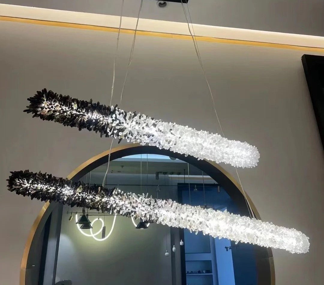 Modern Linear Natural Crystal Stick Chandelier - L47.2"*H6.3"Warm Lightgayusan