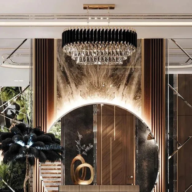 Modern Luxury Multi - Tier Oval/Round Crystal Tiered Chandelier - Oval/L31.5"*W11.8"*H11.8"/3 TiersWarm Lightgayusan