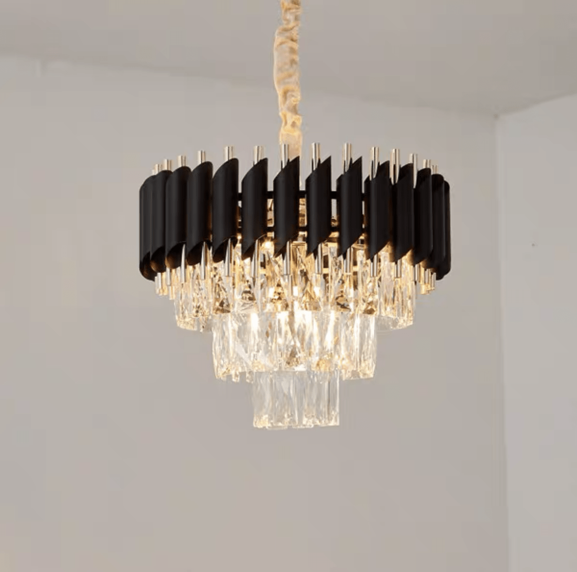 Modern Luxury Multi - Tier Oval/Round Crystal Tiered Chandelier - Round/D15.7"*H11.8"/3 TiersWarm Lightgayusan