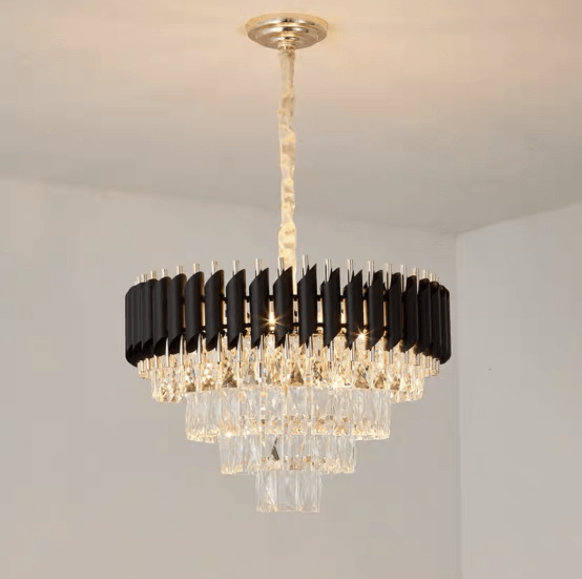 Modern Luxury Multi - Tier Oval/Round Crystal Tiered Chandelier - Round/D21.6"*H15"/4 TiersWarm Lightgayusan