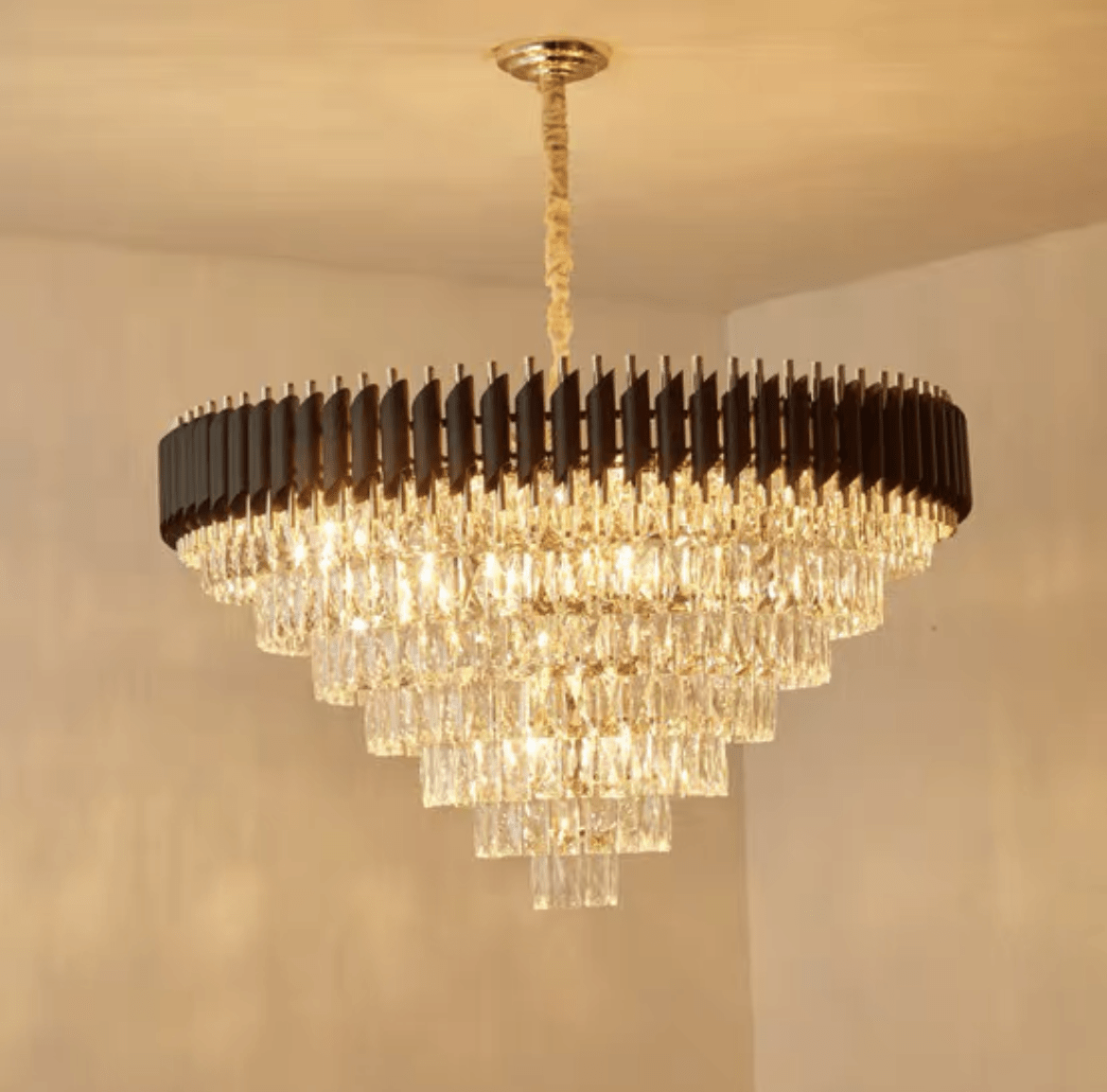 Modern Luxury Multi - Tier Oval/Round Crystal Tiered Chandelier - Round/D37.4"*H21.65"/7 TiersWarm Lightgayusan