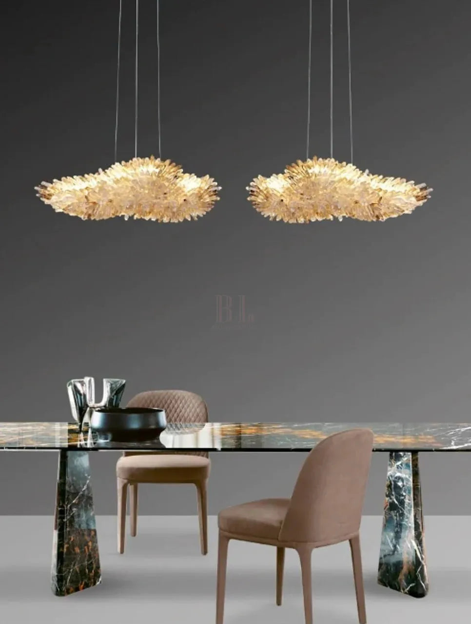Modern Natural Crystal Wing Chandelier - L25.6"*H10.2"(L65cm*W26cm)AmberWarm Lightgayusan