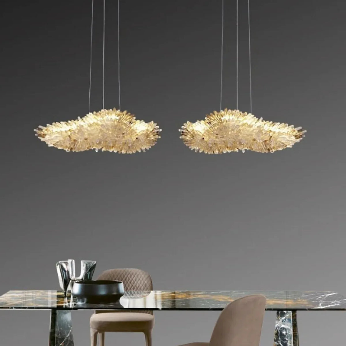 Modern Natural Crystal Wing Chandelier - L25.6"*H10.2"(L65cm*W26cm)AmberWarm Lightgayusan