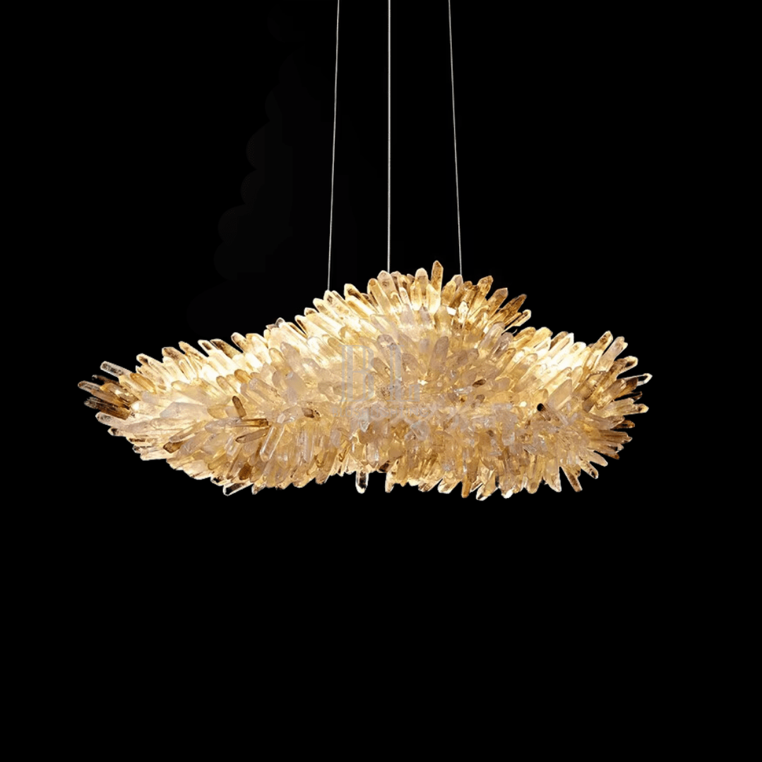 Modern Natural Crystal Wing Chandelier - L25.6"*H10.2"(L65cm*W26cm)AmberWarm Lightgayusan