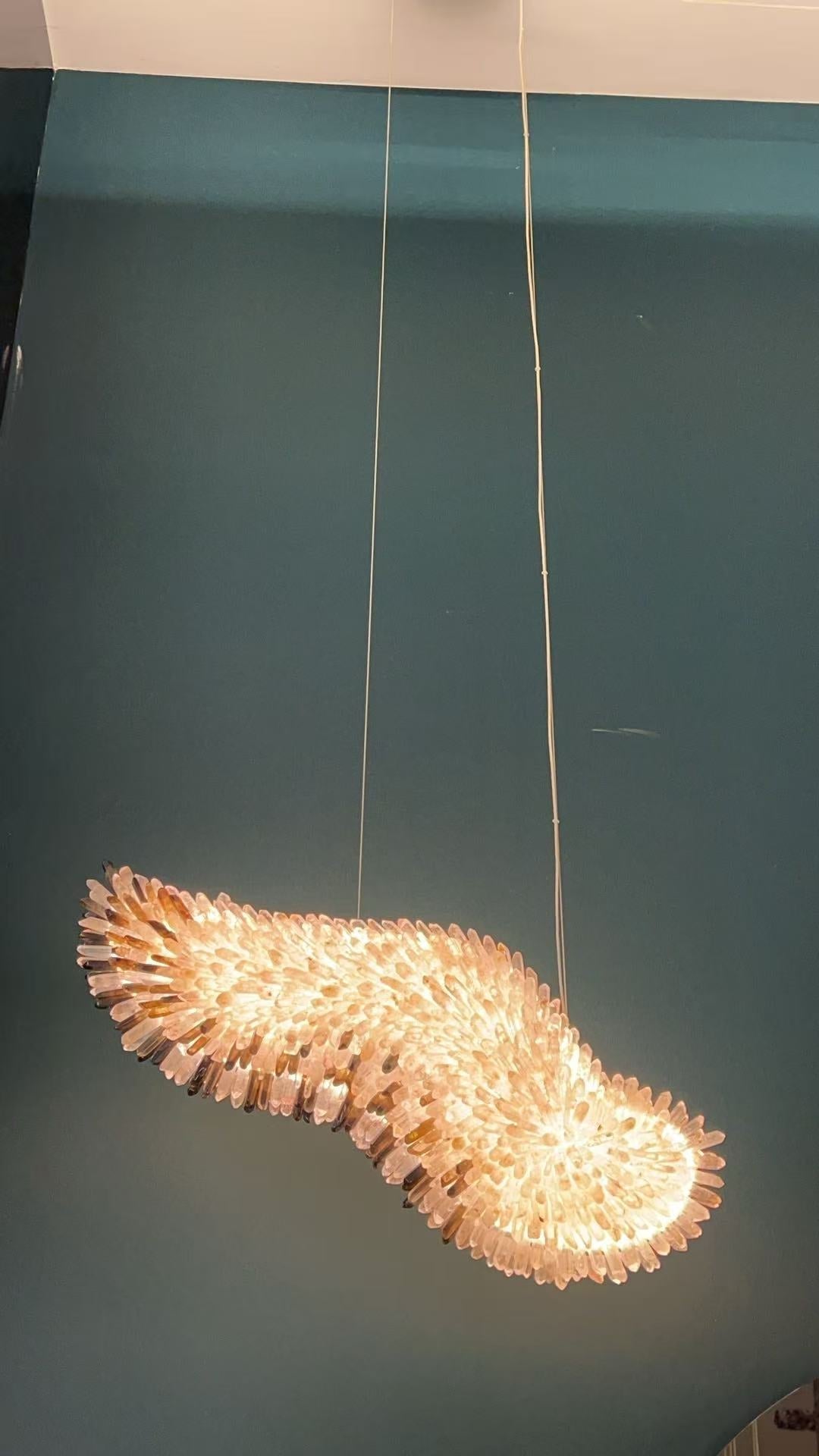 Modern Natural Crystal Wing Chandelier - L25.6"*H10.2"(L65cm*W26cm)AmberWarm Lightgayusan