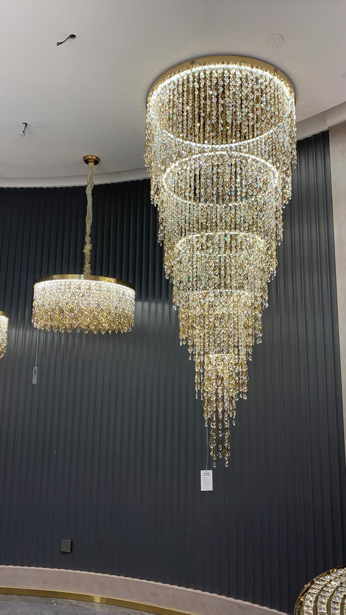 Modern Round 5 - Layer Crystal Tassel Chandelier for Villa/Staircase/Foyer/Living Room - D39.37''*H94.48''(D100cm*H240cm)/62.2kgWarm Lightgayusan